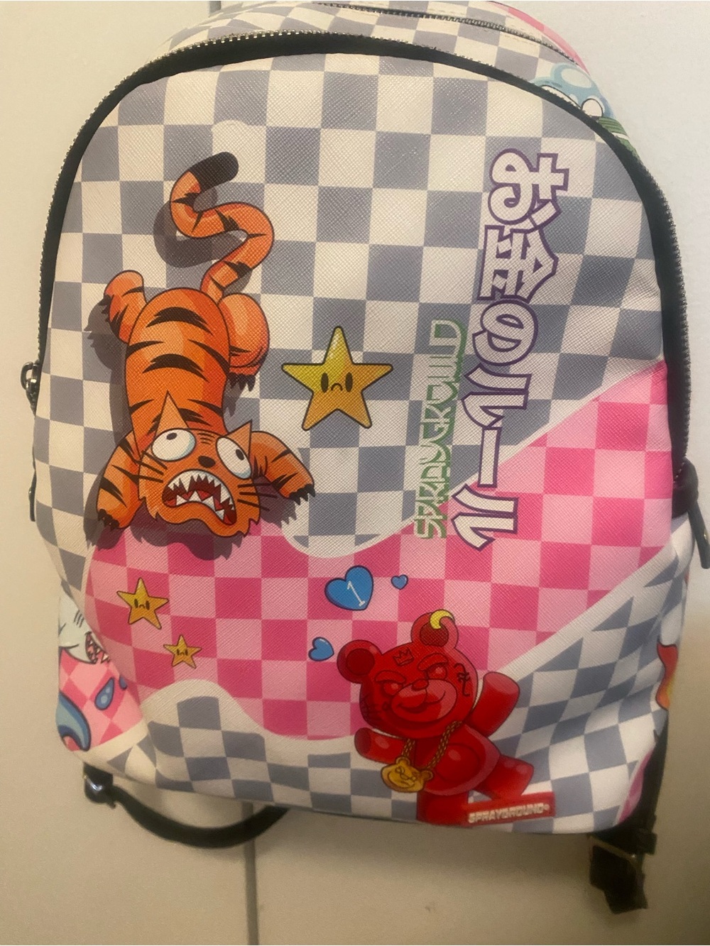 Grownup or Kids Pink and Gray Cartoon Tiger Backpack - Unbranded
